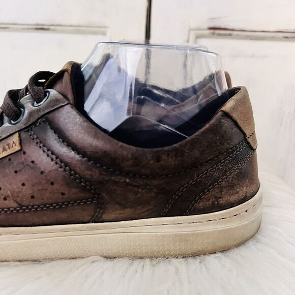 Democrata Brown Worn Distressed Brazilian Leather Lace up Mens Sneakers - Size 8 - Picture 3 of 8